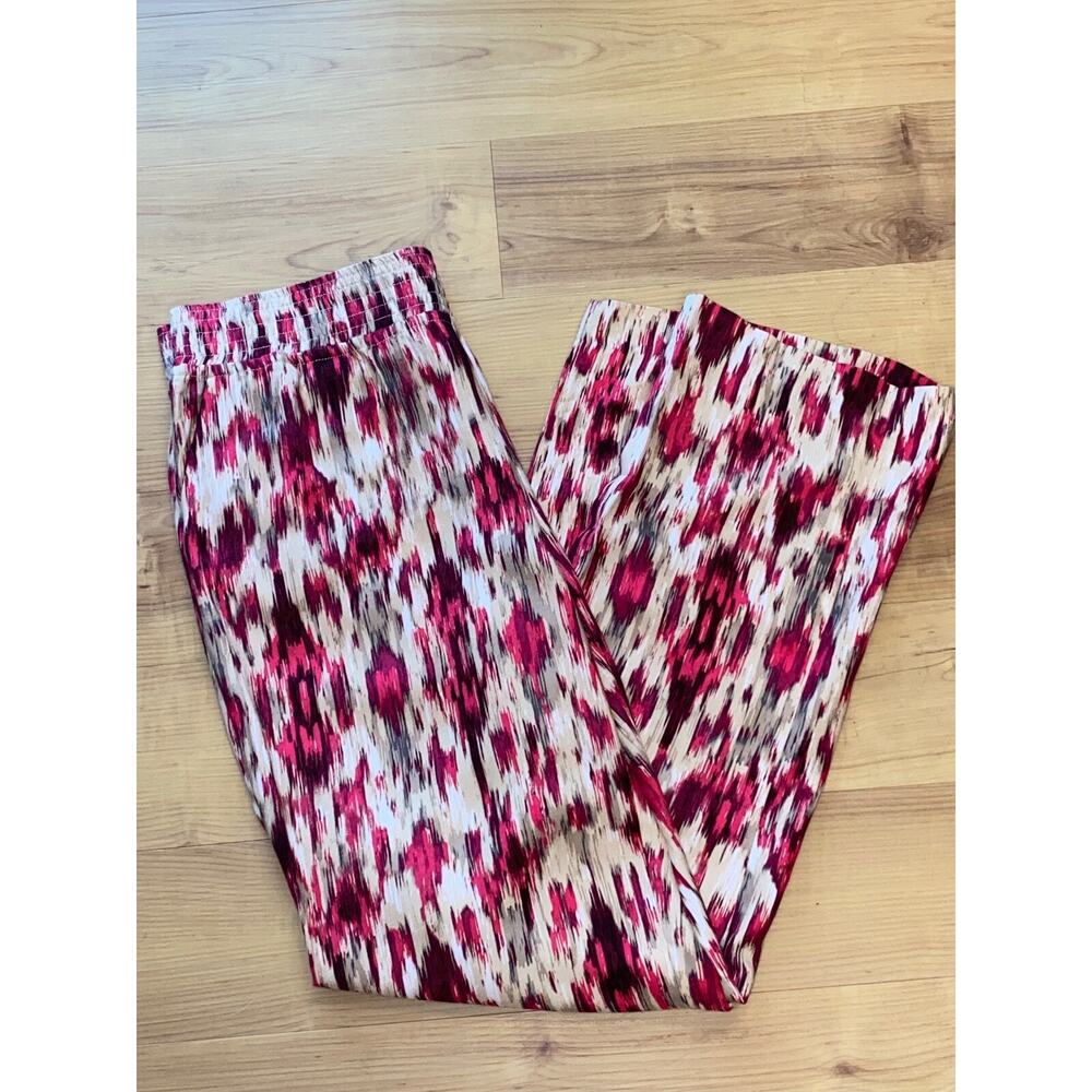 Chico's Women's Size 1, Ibiza Ikat Fluid Pants Rayon Elastic Waist Women's 1860